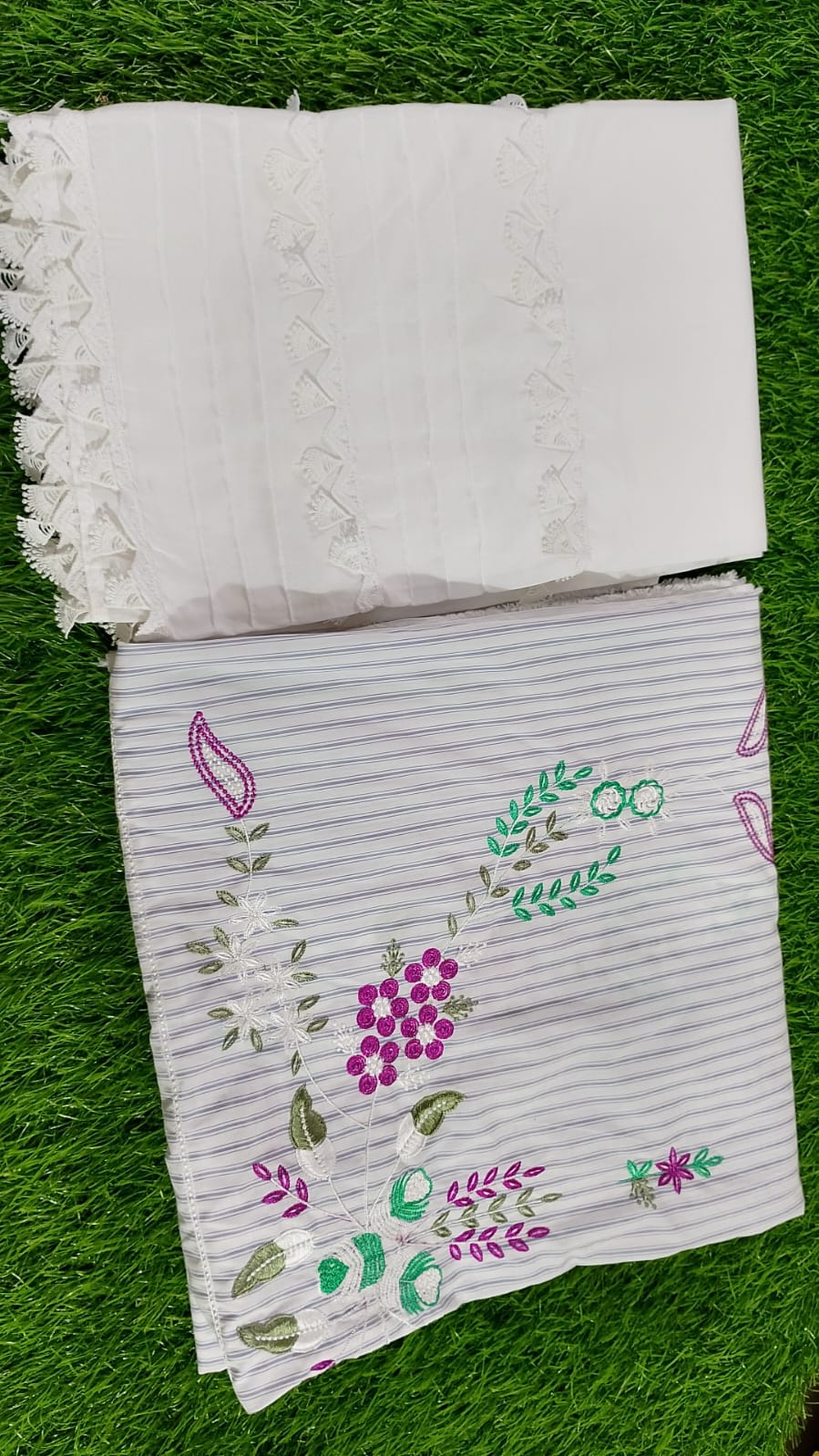 Machine embroidered lines stuff with designer bottoms