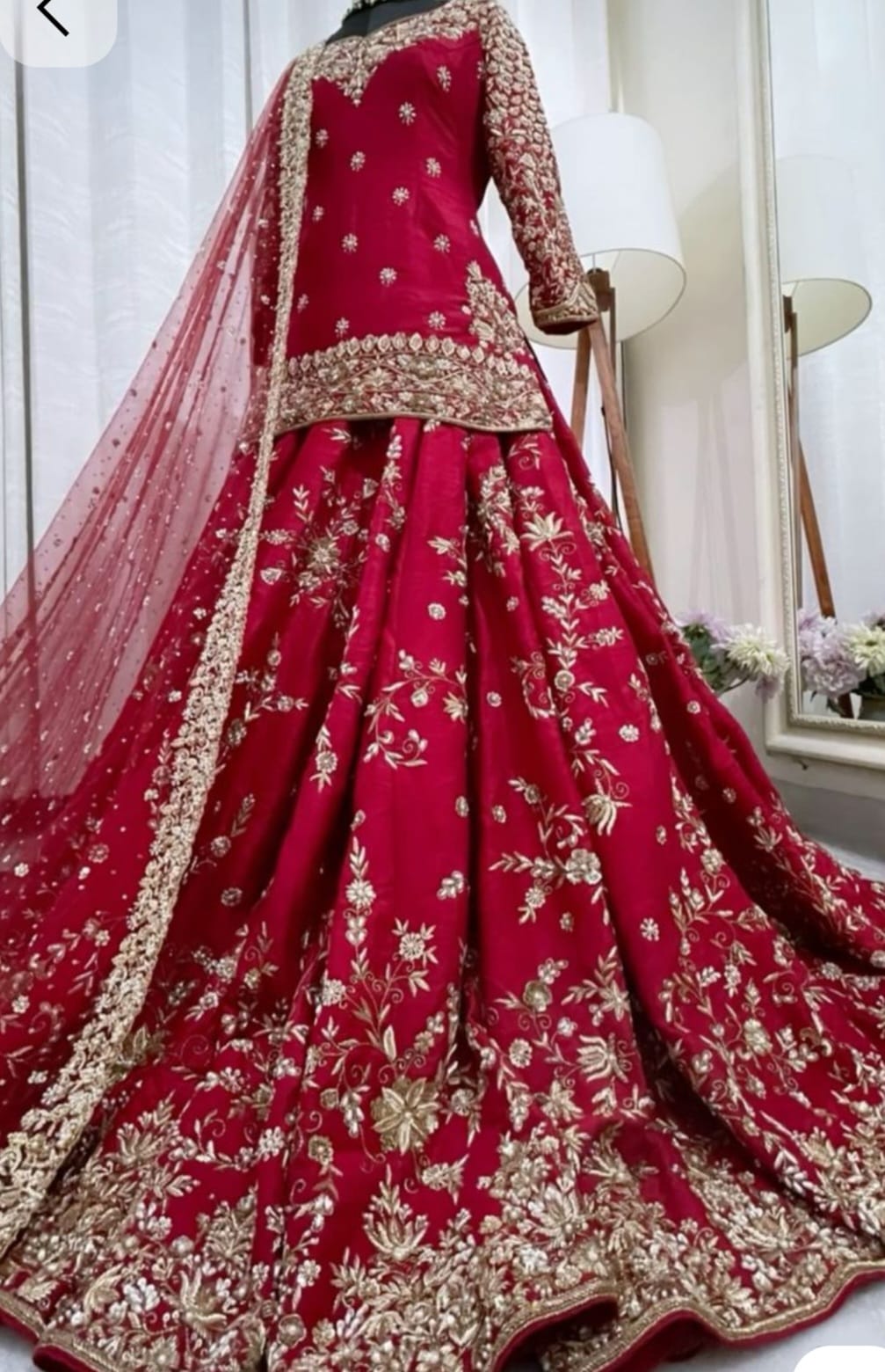 Red pure lehnga with Pure Orgenza Dupatta