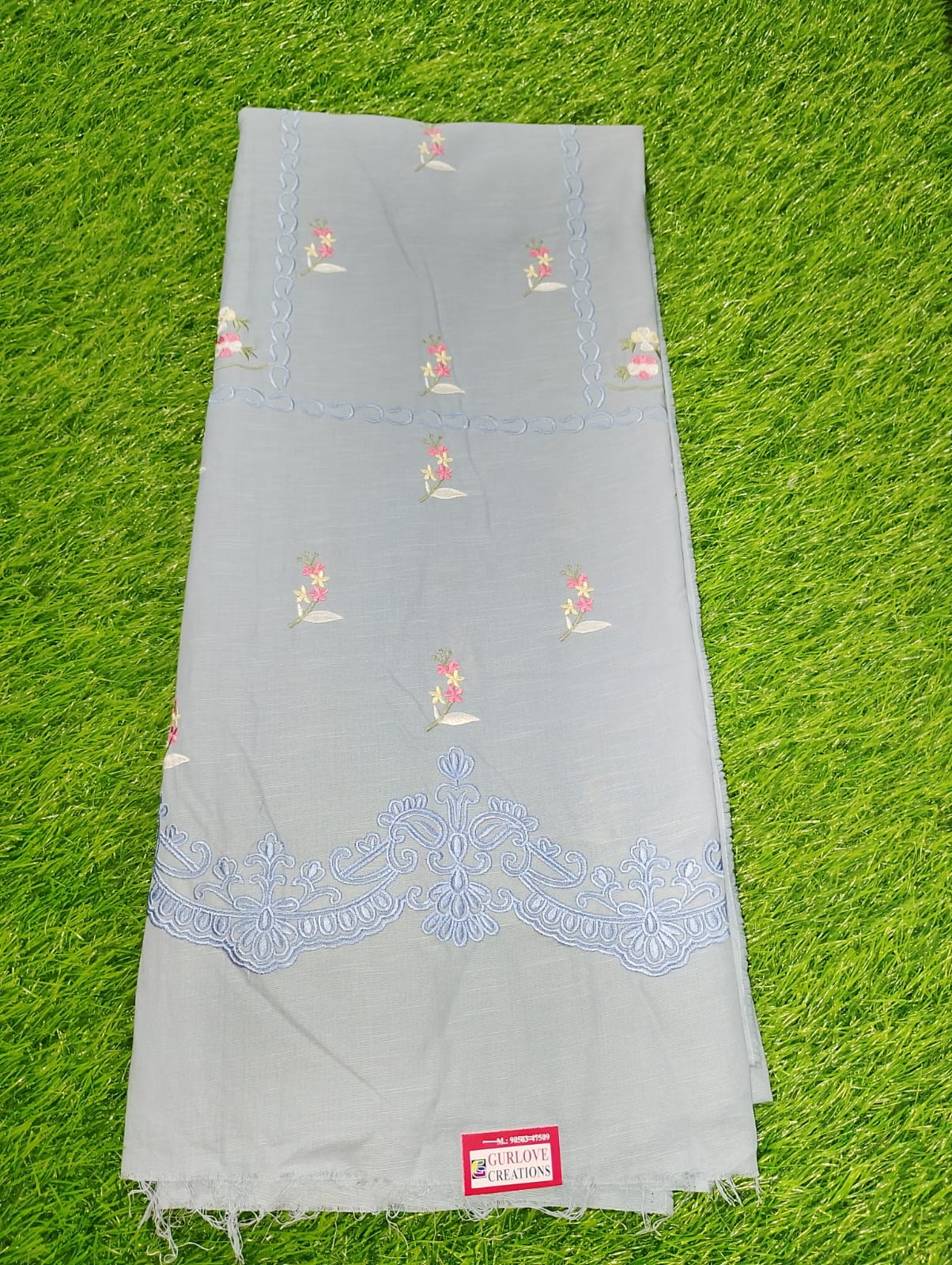 Cotton Machine embroidered suits