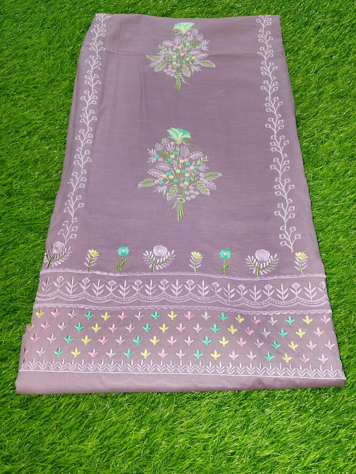 Cotton Machine embroidered suits