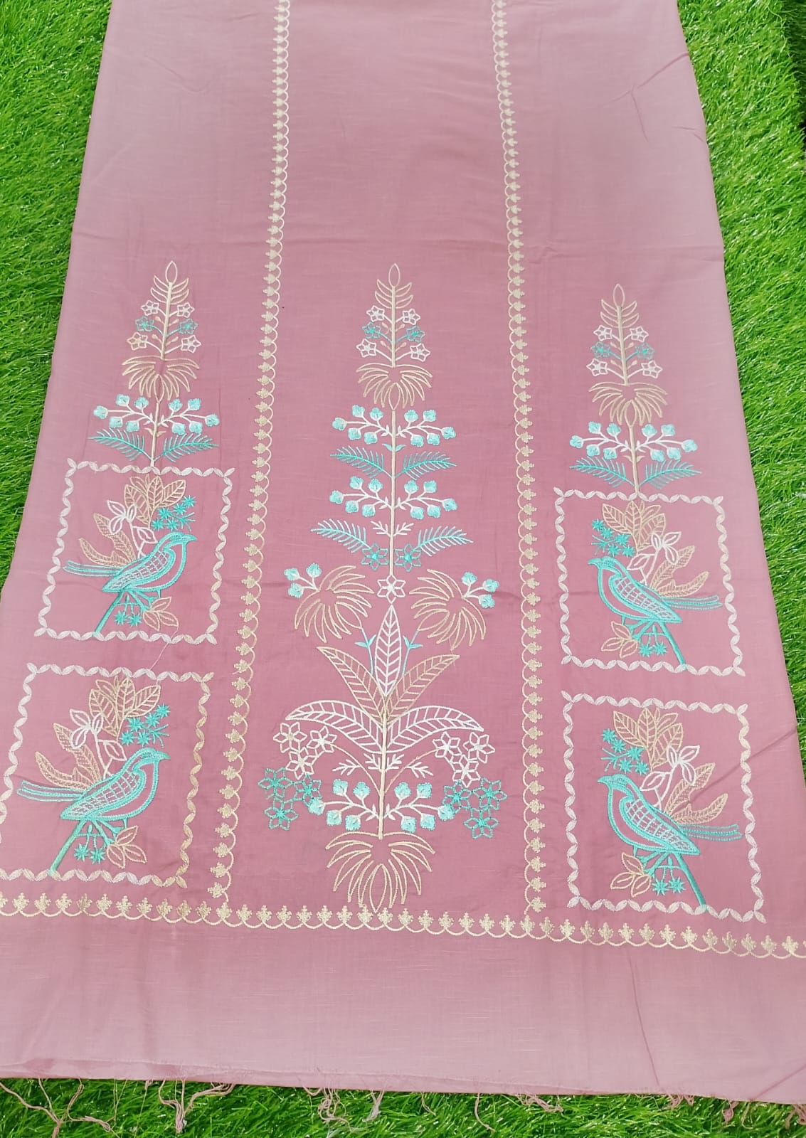 Cotton Machine embroidered suits
