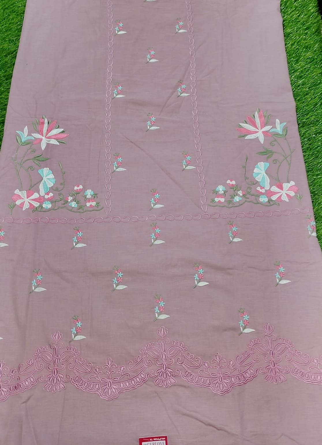 Cotton Machine embroidered suits