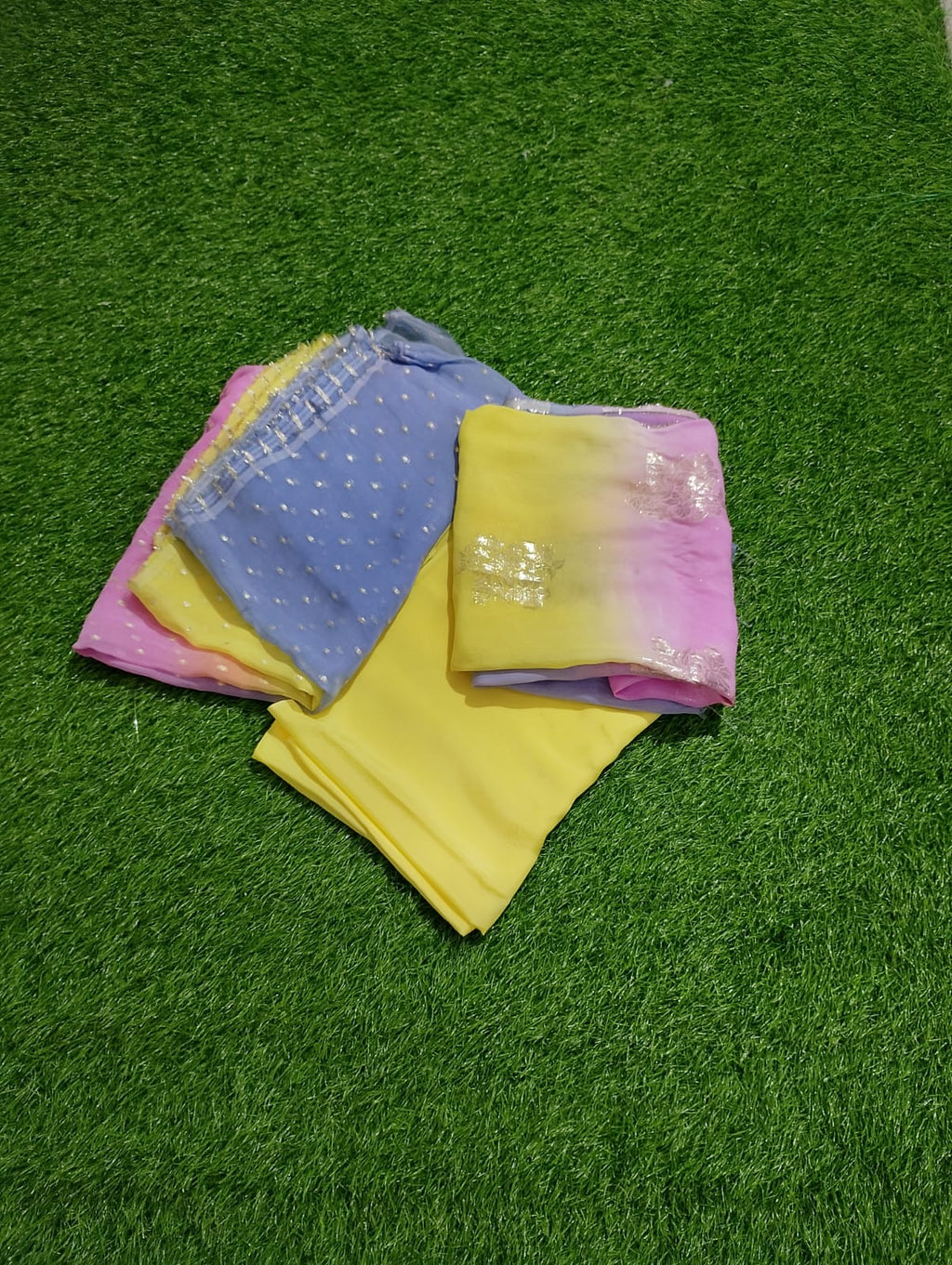Foiling tie and dye dupatta suits