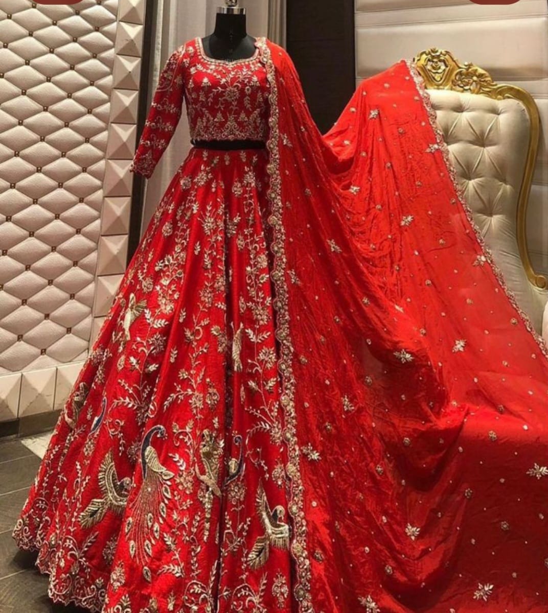 Bridal Red Lehnga on pure fabric