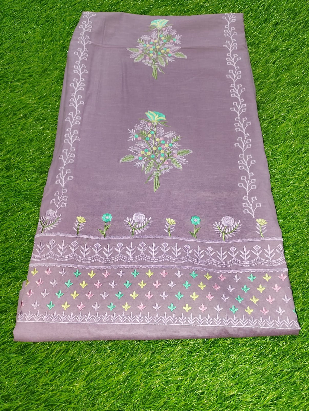 Cotton Machine embroidered suits