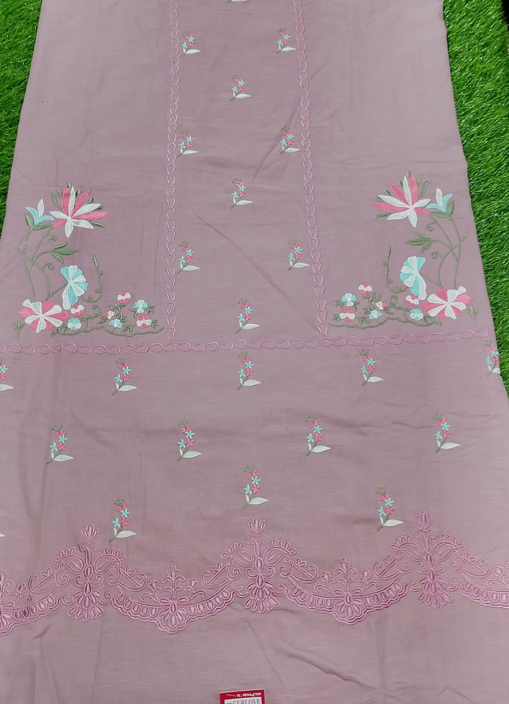 Cotton Machine embroidered suits